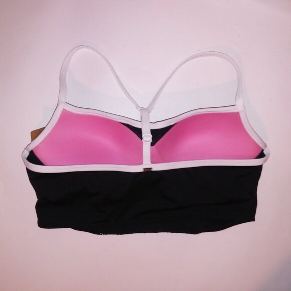Victoria Secret PINK Sports Bra Push Up Ultimate Black White Long Line Padded Ra - Picture 7 of 10
